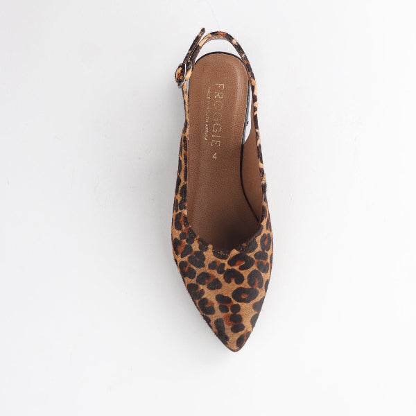 Froggie Shoes Shoes Pointed Flat Slingback in Cheetah Tan - 12729