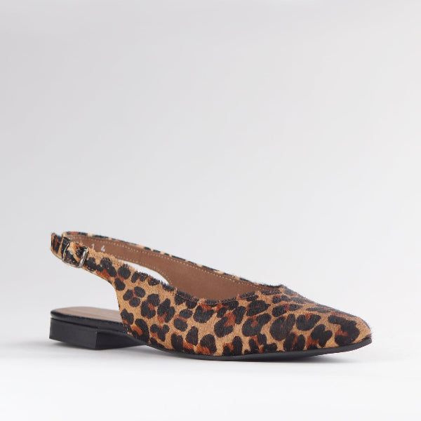 Froggie Shoes Shoes Pointed Flat Slingback in Cheetah Tan - 12729