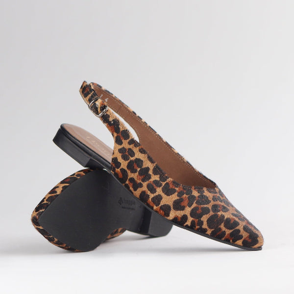 Froggie Shoes Shoes Pointed Flat Slingback in Cheetah Tan - 12729