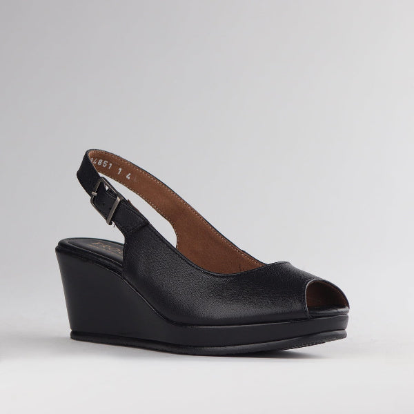 Froggie Shoes Shoes Slingback Wedge Sandal in Black Multi - 10715