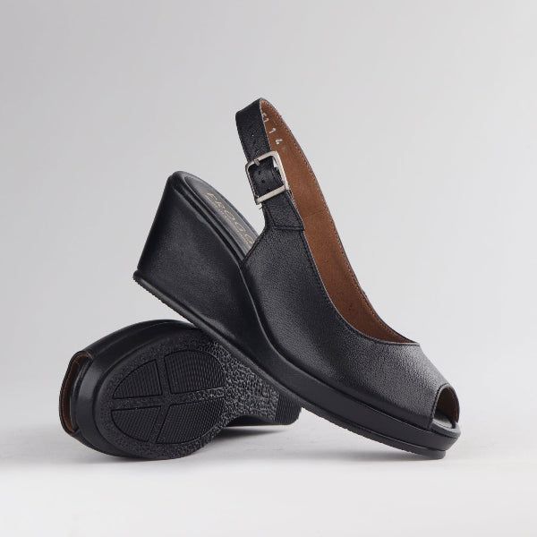 Froggie Shoes Shoes Slingback Wedge Sandal in Black Multi - 10715