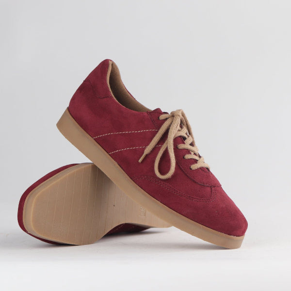 Froggie Shoes Shoes Suede Sneaker in Burgundy - 12896