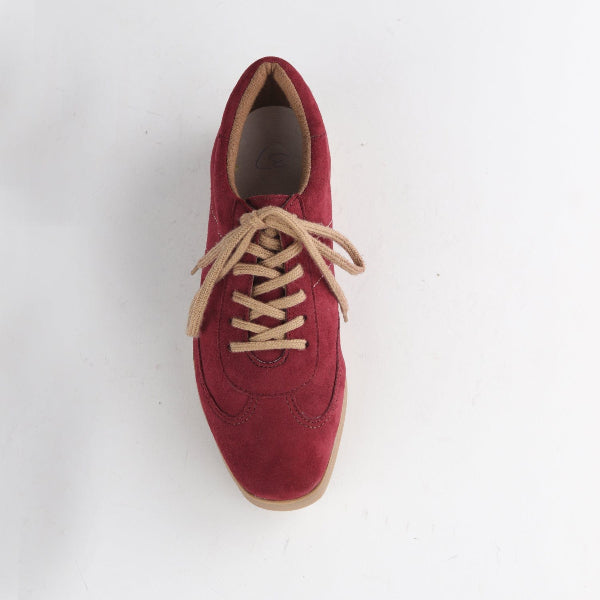 Froggie Shoes Shoes Suede Sneaker in Burgundy - 12896