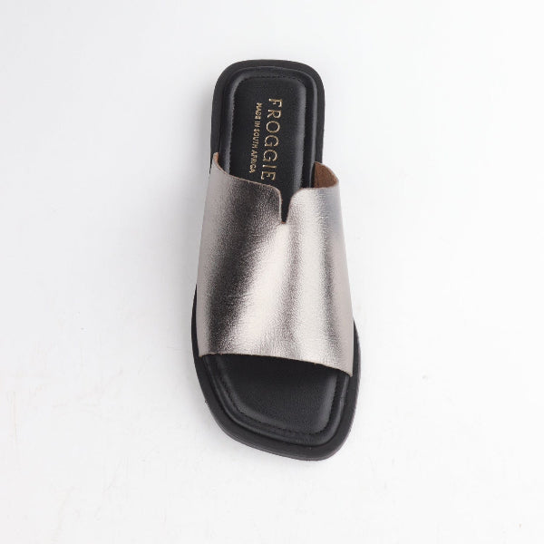 Froggie Shoes Shoes Unlined Leather Slide in Pewter - 12862