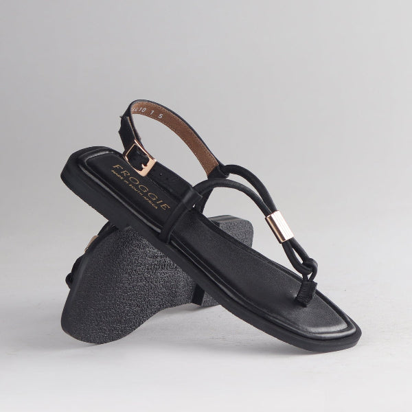 Froggie Shoes Shoes Spaghetti jewel thong Flat Sandal in Black - 12994