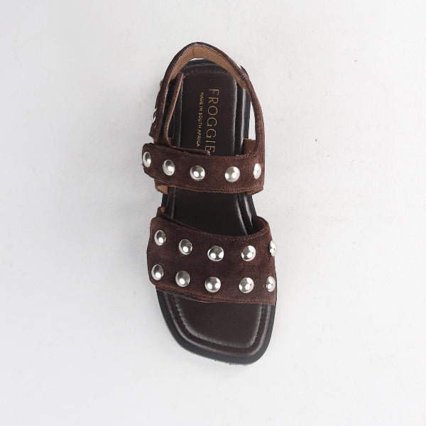 Froggie Shoes Shoes Studded slingback flat sandal in Brown - 13005