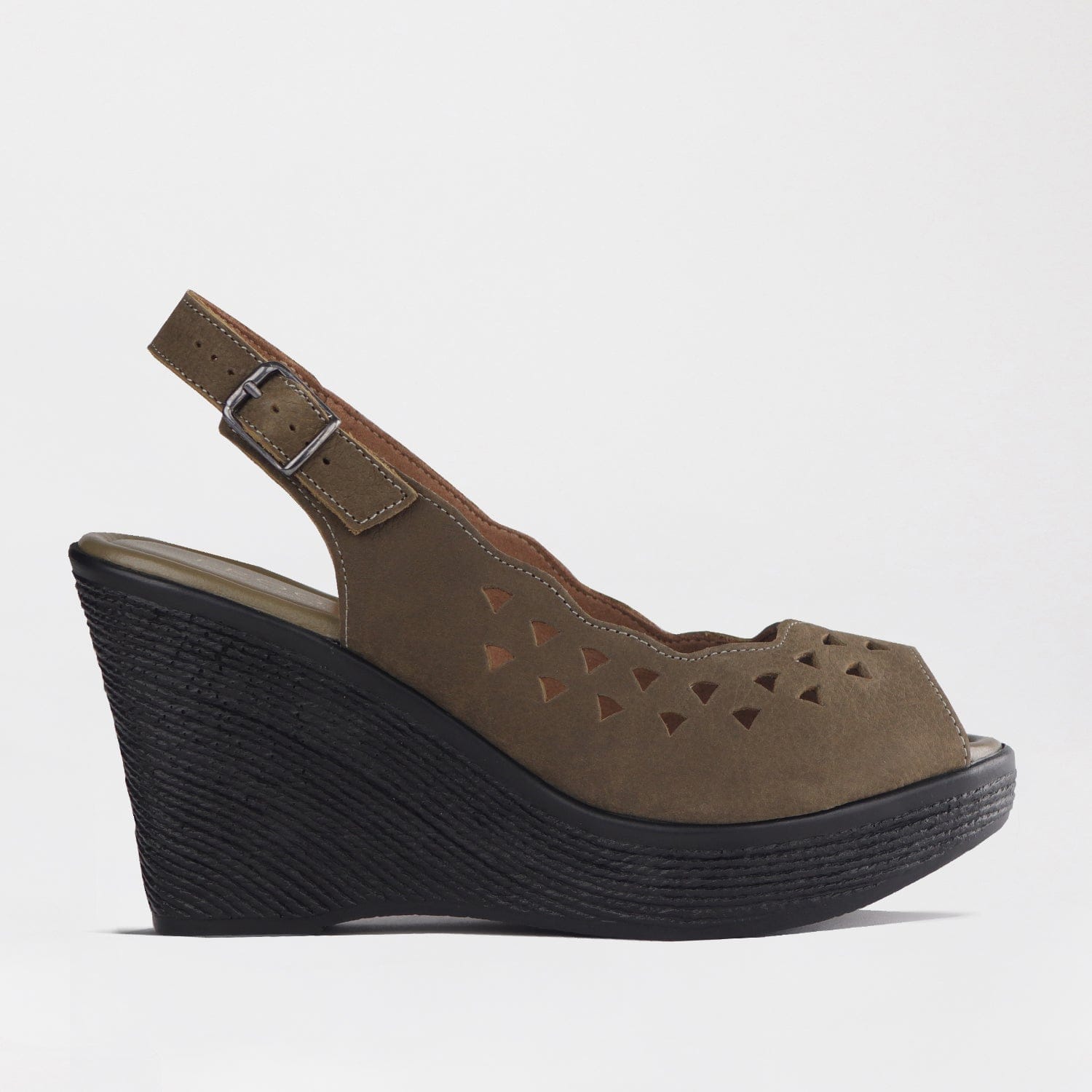 Factory Shop Shoes C36 / Forest / 12934 Cut-out Slingback Wedge Sandal in Forest- 12934