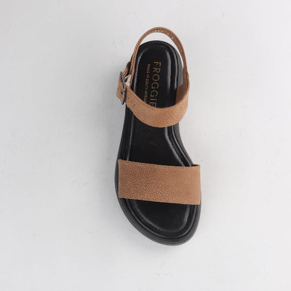 Factory Shop Shoes Chic Leather Strappy Sandals in Tobacco - 12936