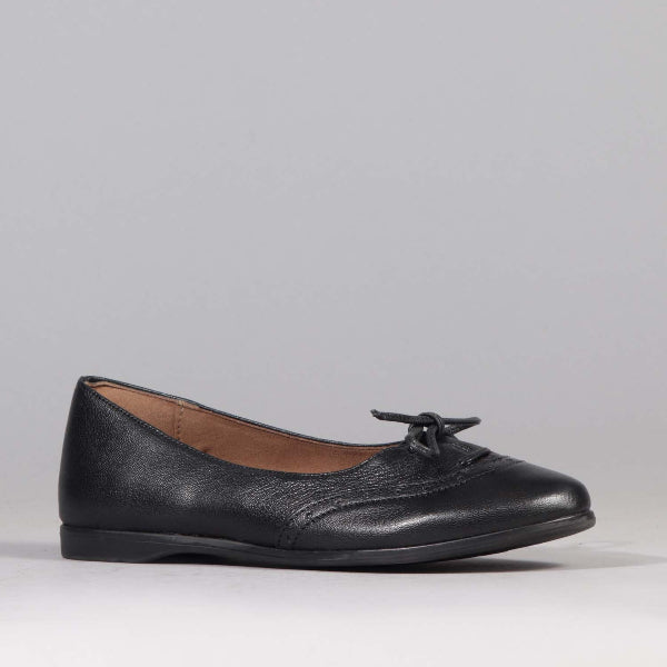 Factory Shop Shoes Flat Pump with Bow in Black - 12642
