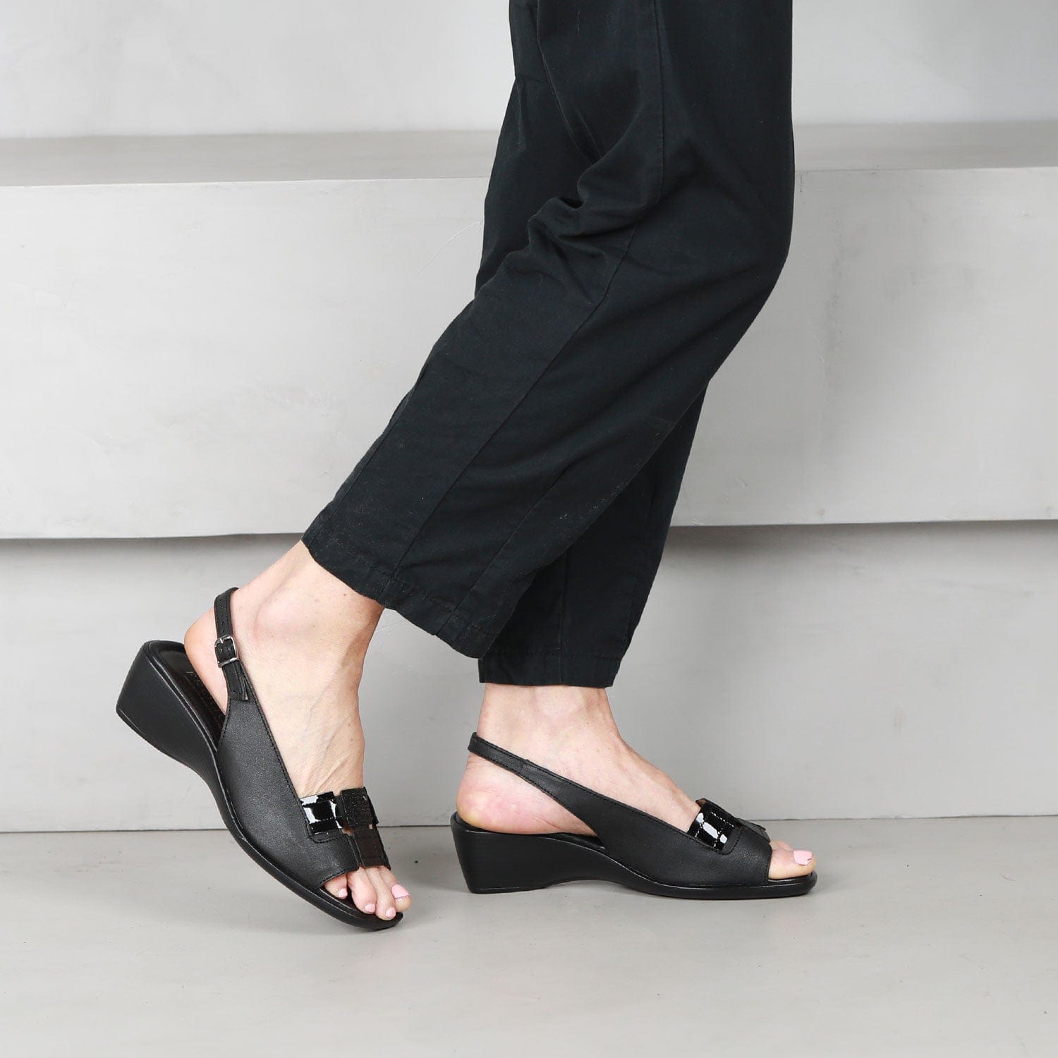 Factory Shop Shoes Peep Toe Slingback Sandal in Black - 12931