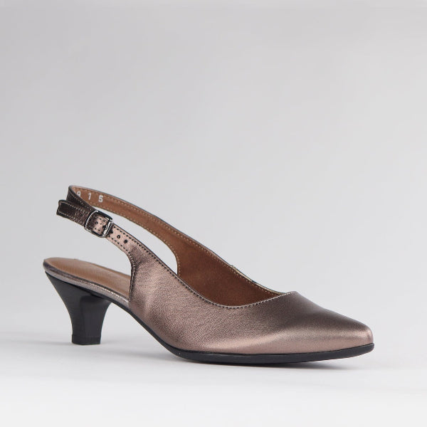 Factory Shop Shoes Slingback Kitten Heel in Lead Multi - 12576