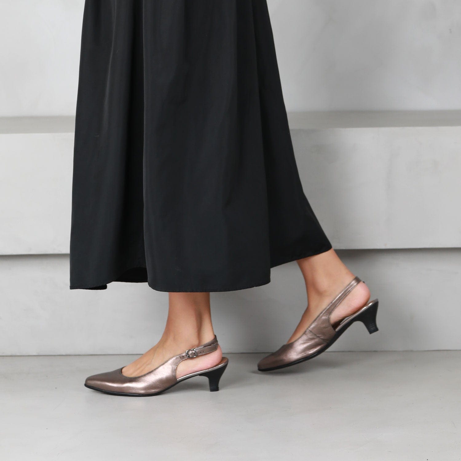 Factory Shop Shoes Slingback Kitten Heel in Lead Multi - 12576