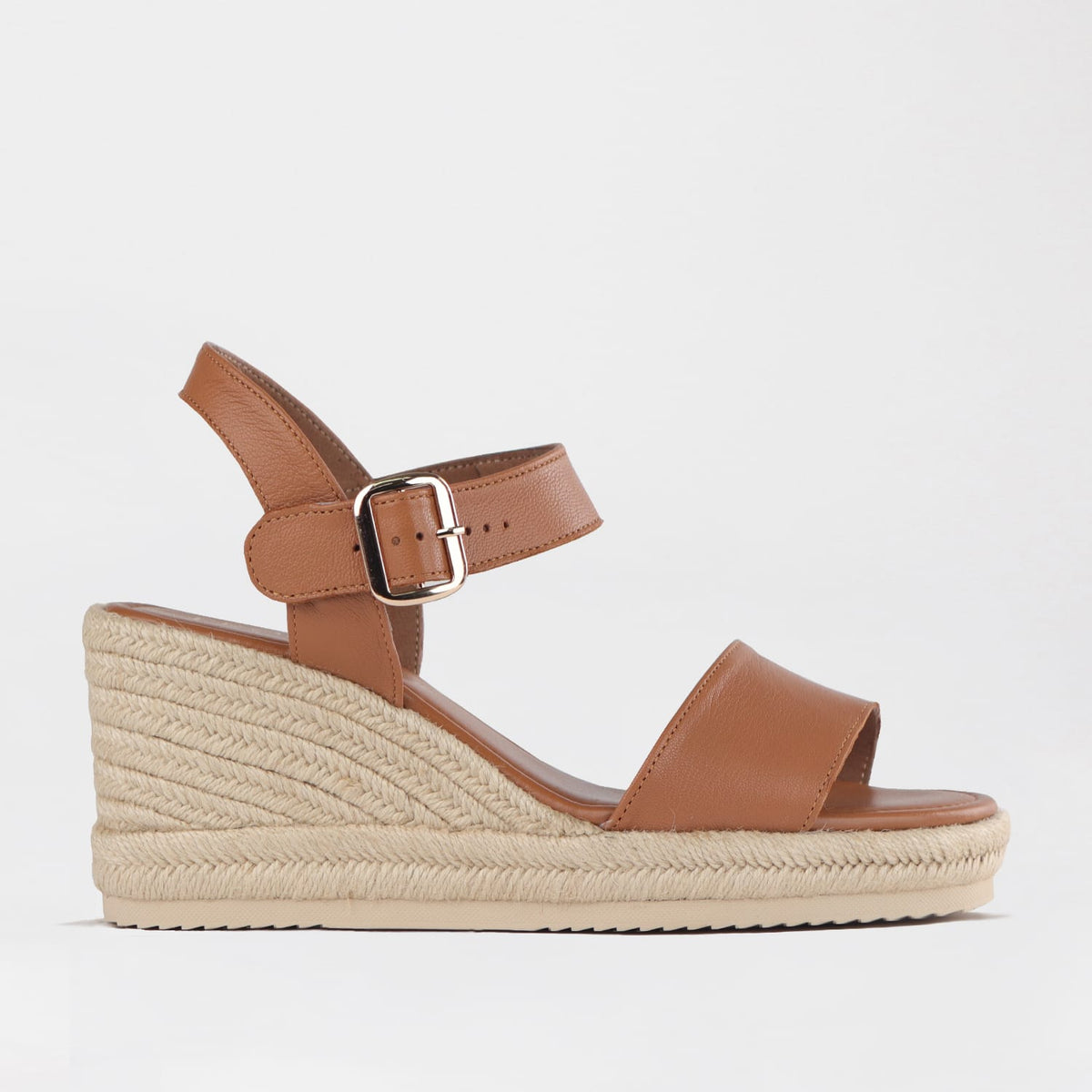 Factory Shop Wedge 37 / Tan / 12683 Espadrille Wedge Sandal with Ankle Strap