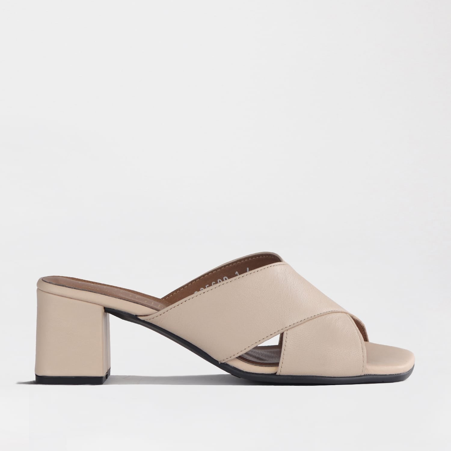 Crisscross Block Heel Mule Sandal Ivory - Froggie | Leather Shoes