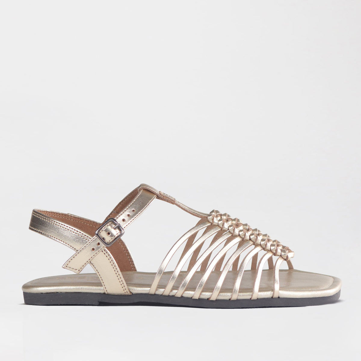 Froggie Shoes Shoes 4 / Gold / 13069 Strappy Flat Sandal