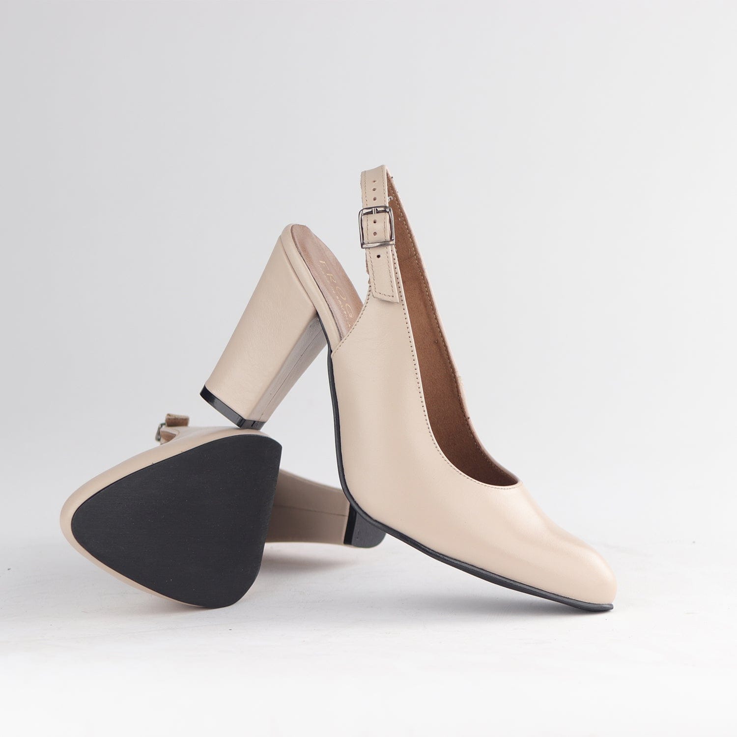 Froggie Shoes Shoes Block Heel Slingback in Ivory - 12790