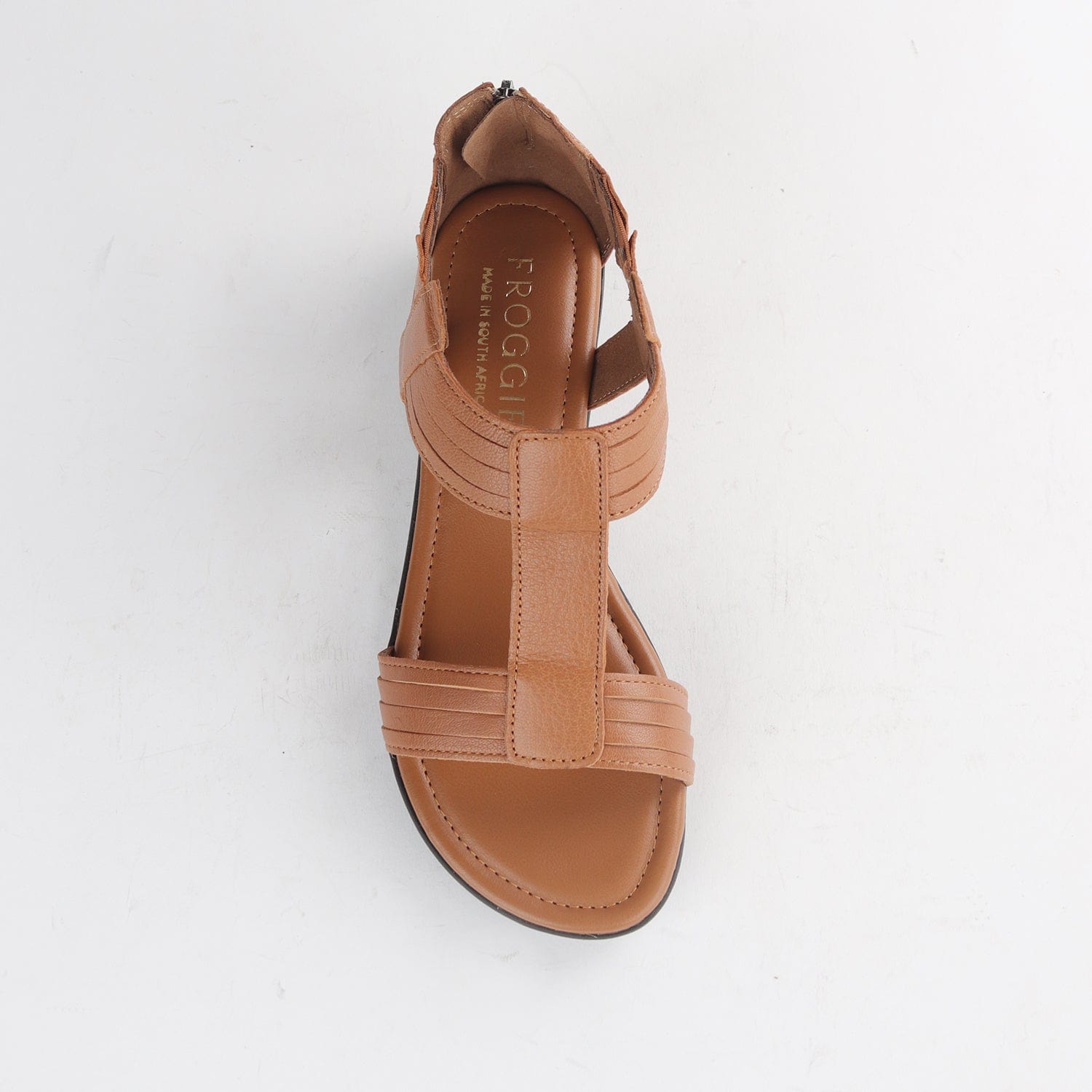 Froggie Shoes Shoes Close Back T-Bar Flat Sandal in Tan - 12886