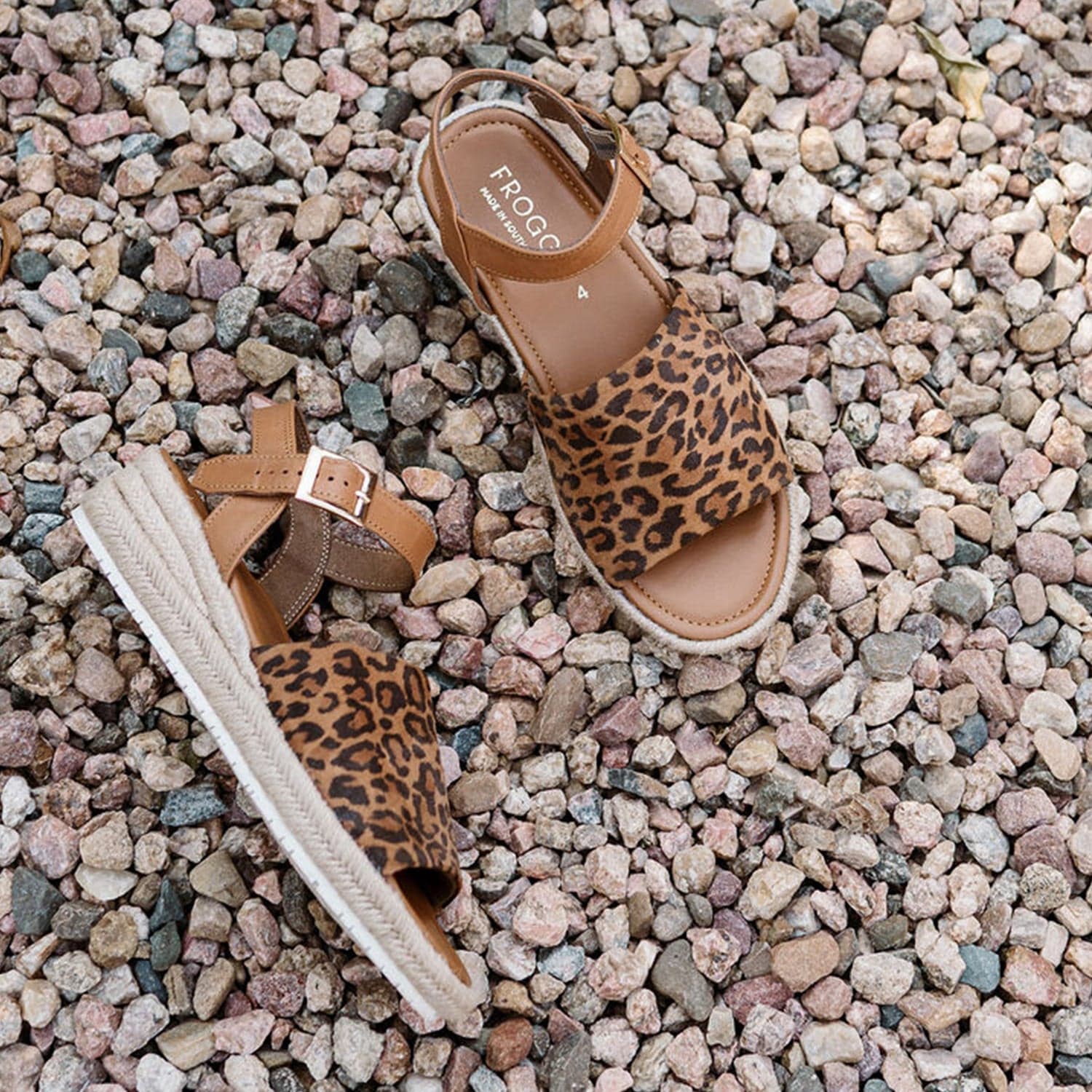 Froggie Shoes Shoes Espadrille Wedge Sandal in Tan Leopard - 12966