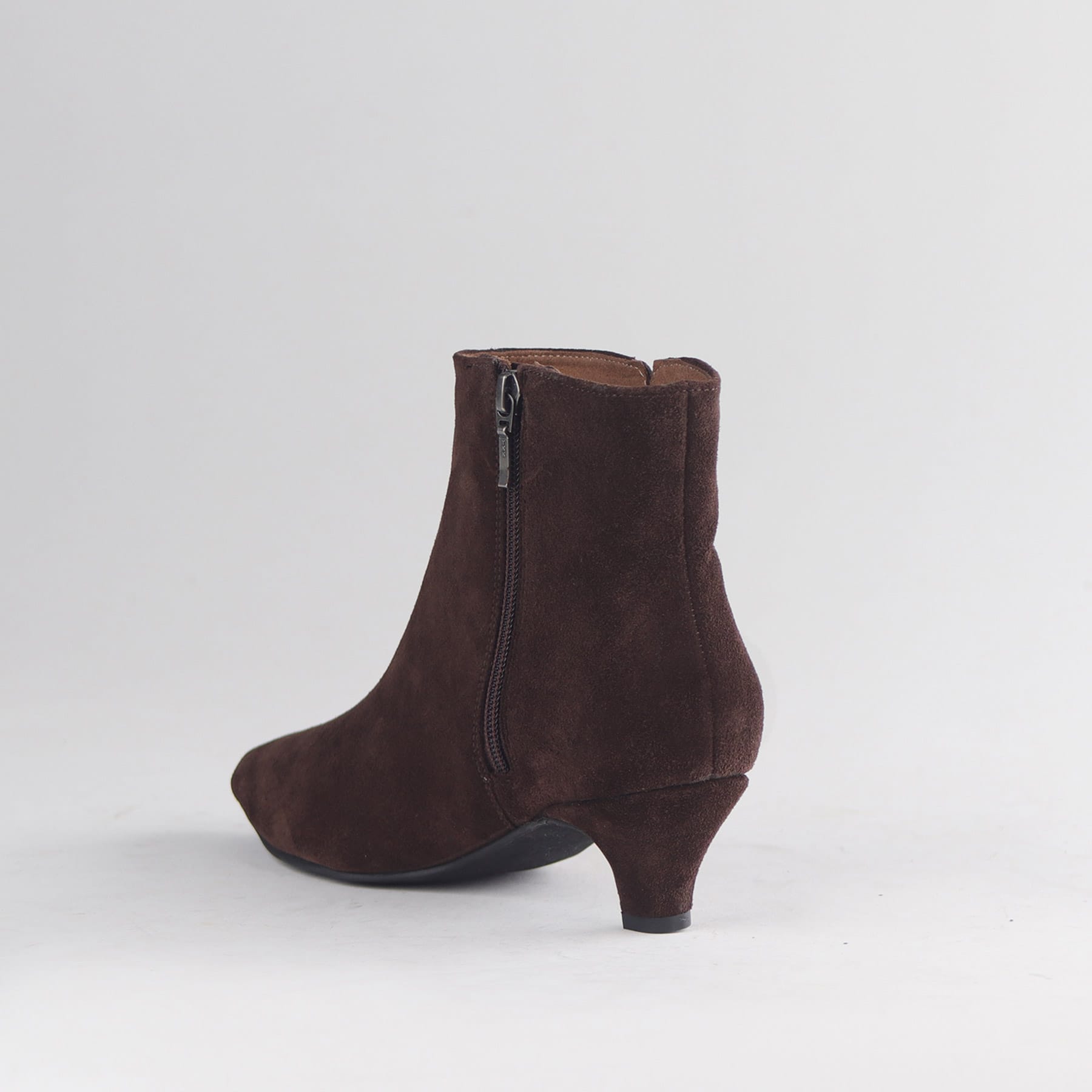 Froggie Shoes Shoes Froggie Women’s Kitten Heel Ankle Boot- Brown Suede- 13037