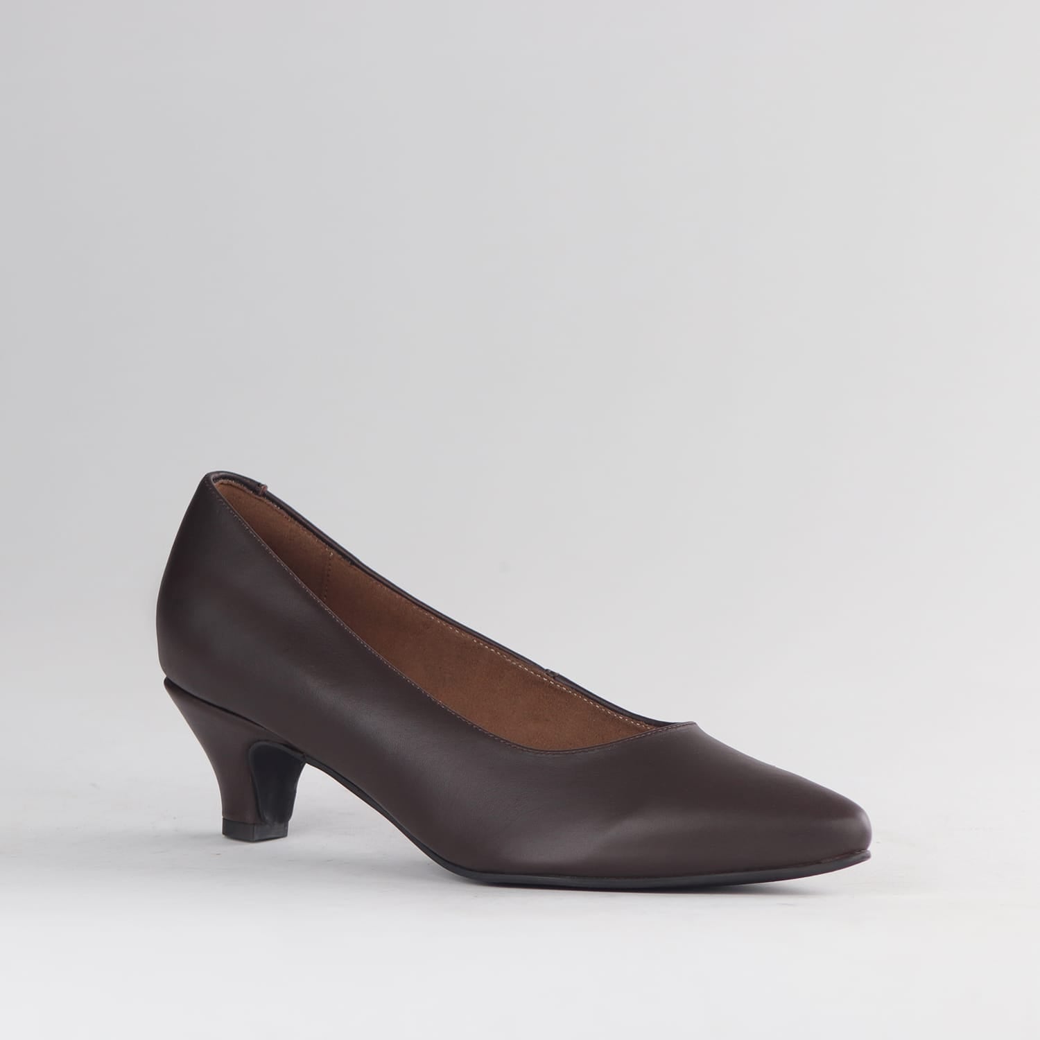 Froggie Shoes Shoes Froggie Women’s Kitten Heel Court Shoe-Brown Leather - 13007