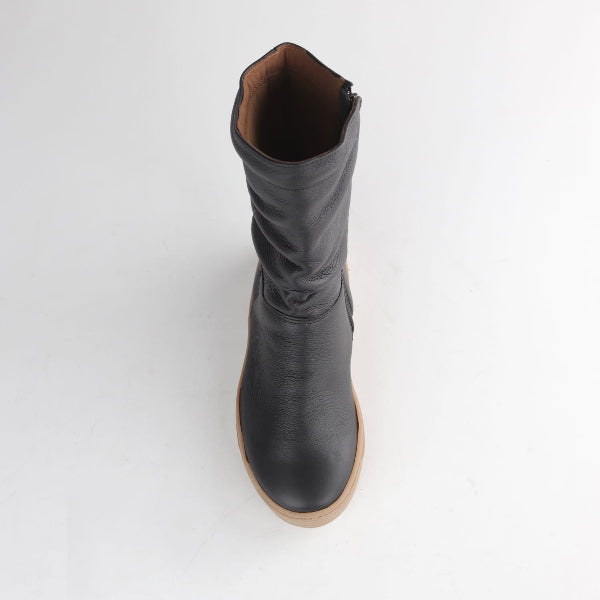 Froggie Shoes Shoes Froggie Women’s Mid-Calf Ruched Boot- Black -12986