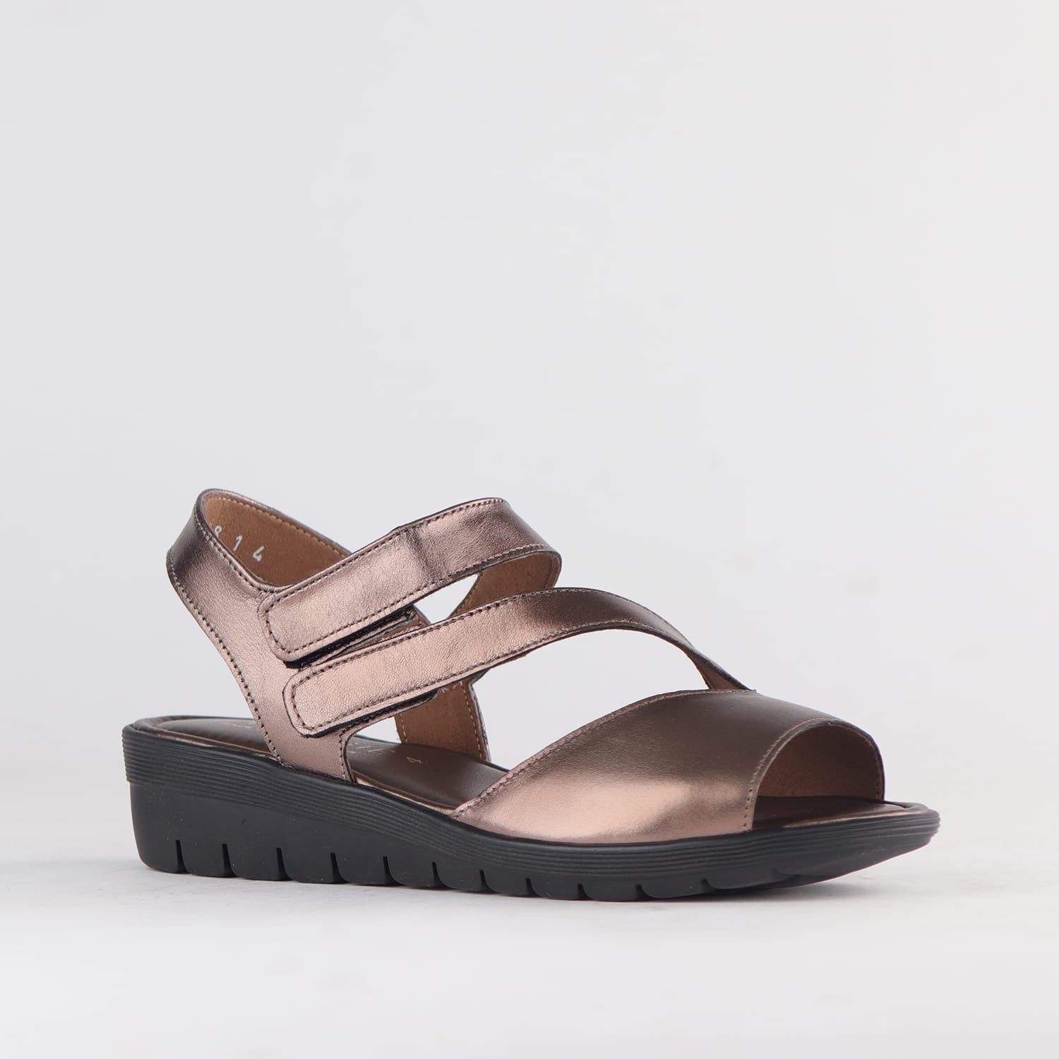 Froggie Shoes Shoes Froggie Women’s Sandal- Velcro- Lead Metallic Leather- 12538