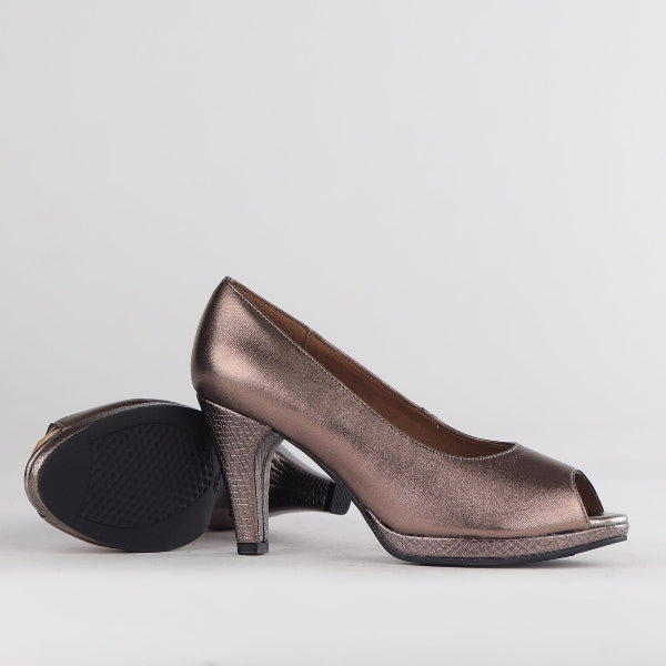 Froggie Shoes Shoes High Heel Peep Toe Court Shoe in Lead Milti - 12753