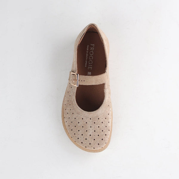 Froggie Shoes Shoes Mary Jane Barefoot Shoe with Removable Footbed in Beige - 13011