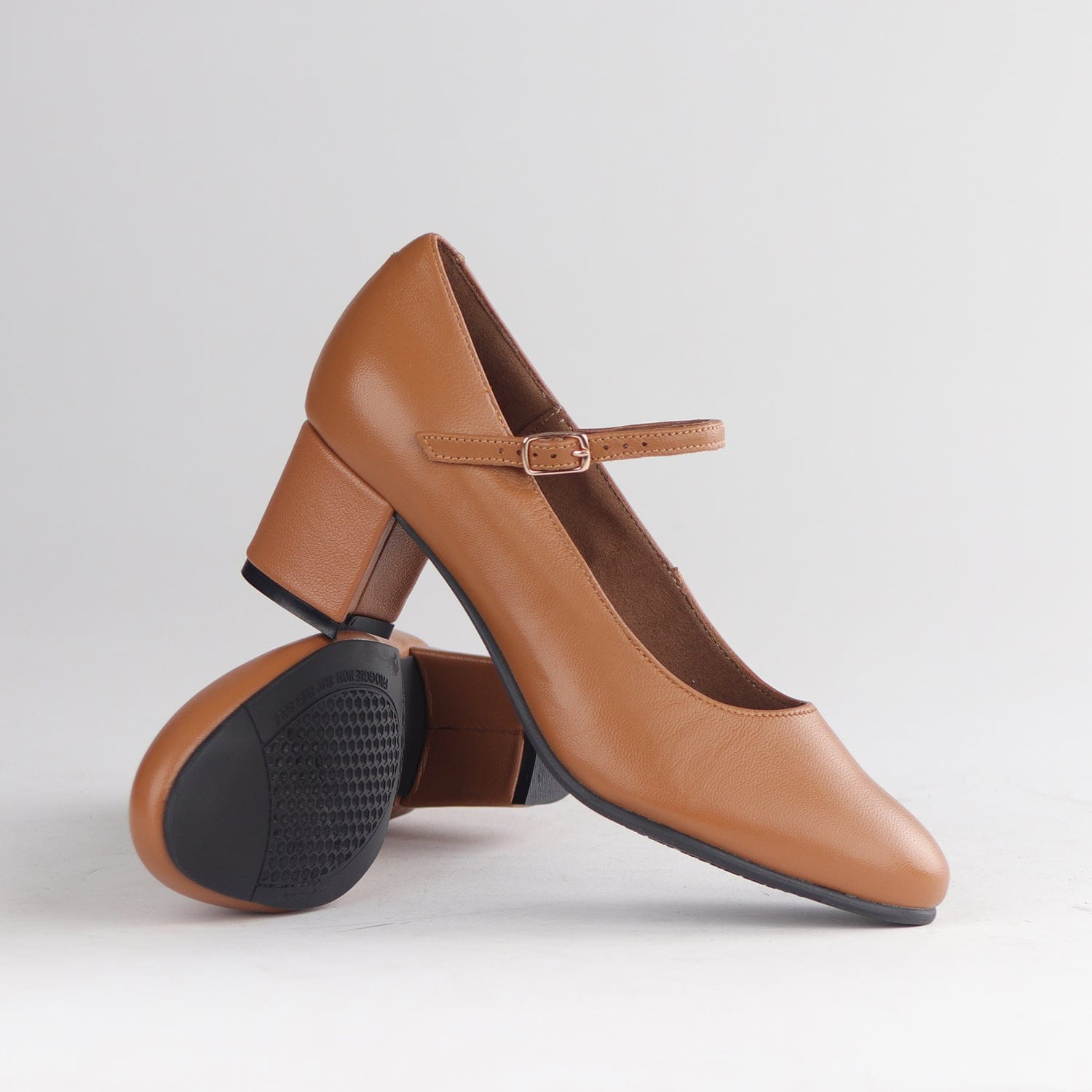 Froggie Shoes Shoes Mary Jane With Block Heel in Tan - 13020