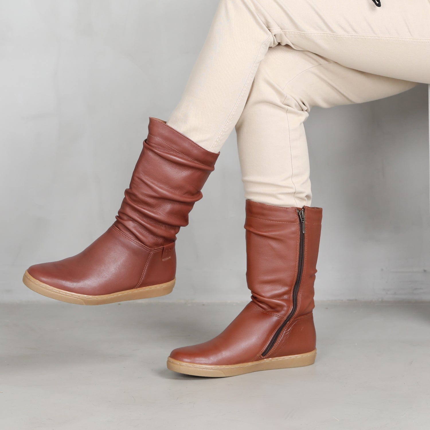 Froggie Shoes Shoes Mid-Calf Boot in Chestnut - 10970