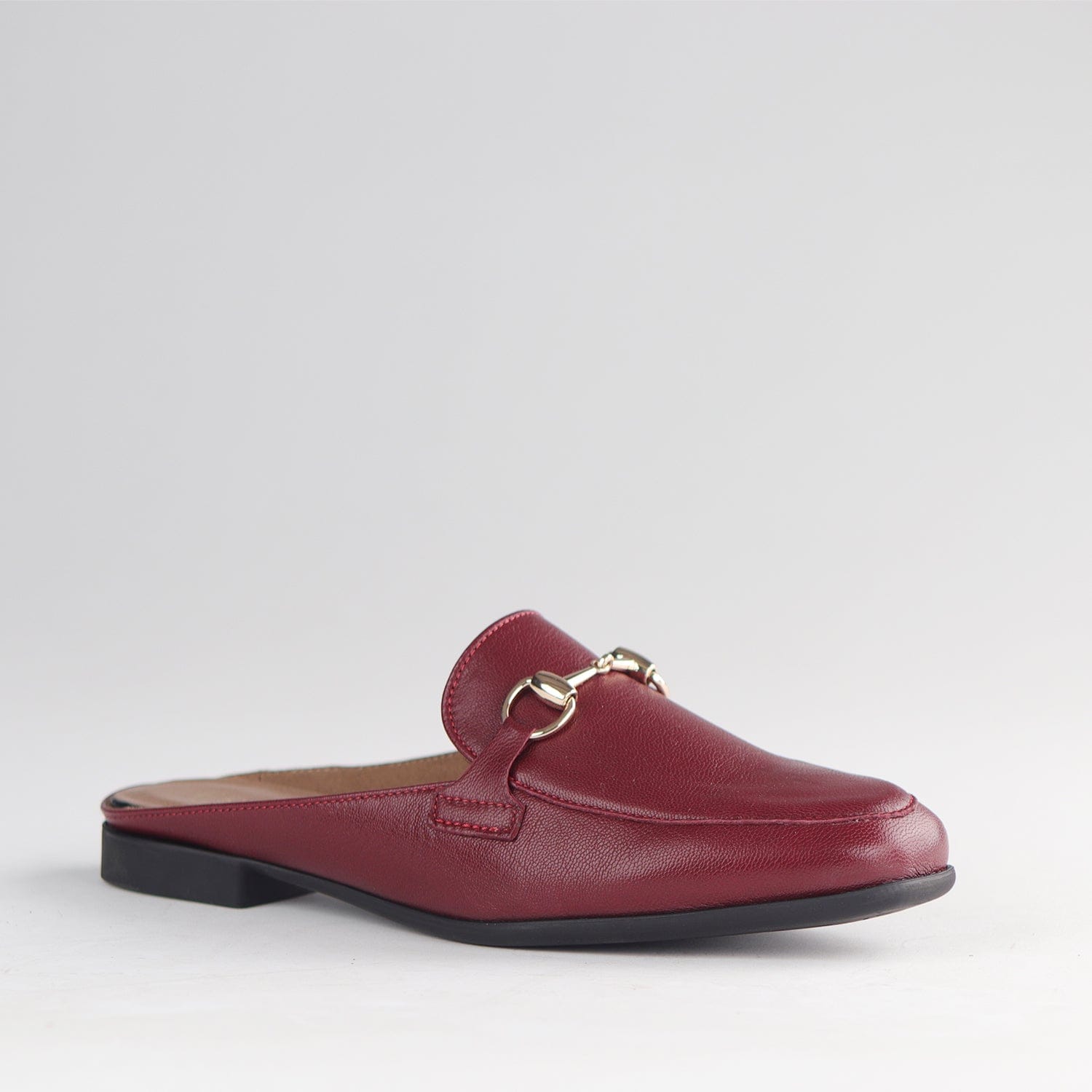 Froggie Shoes Shoes Open back mule with gold trim in Burgundy - 12977