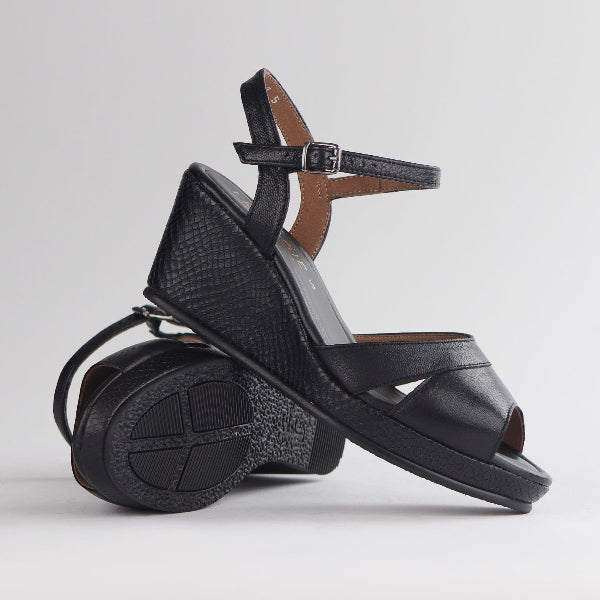 Froggie Shoes Shoes Slingback Peep Toe Wedge Sandal Black Multi - 12875