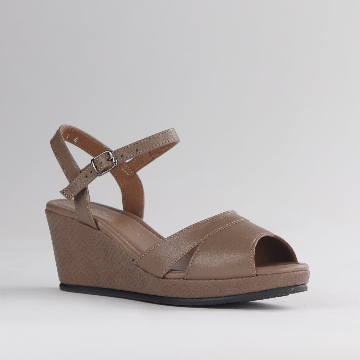 Froggie Shoes Shoes Slingback Peep Toe Wedge Sandal Stone Multi - 12875