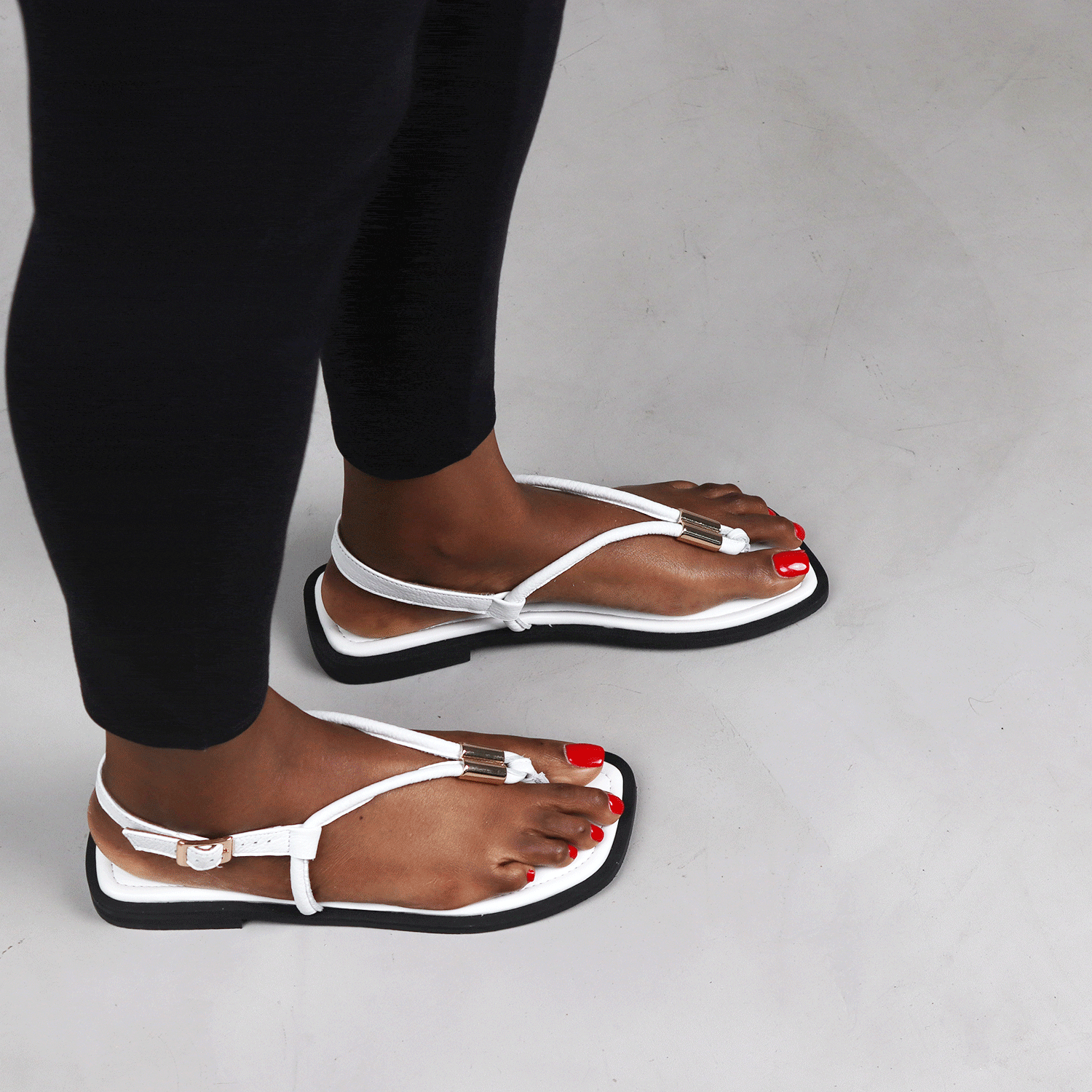 Froggie Shoes Shoes Spaghetti jewel thong Flat Sandal in White - 12994