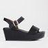 Froggie Shoes Shoes 4 / Black Multi / 12887 Platform Wedges Sandal with Ankle Strap Black Multi - 12887