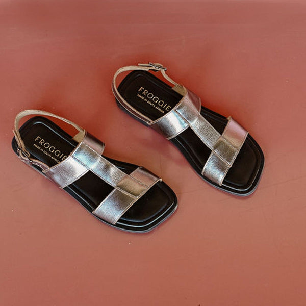 Froggie Shoes Shoes Grecian inspired Flat Sandal in Pewter - 12891