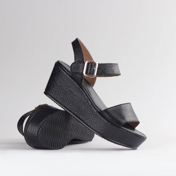 Froggie Shoes Shoes Platform Wedges Sandal with Ankle Strap Black Multi - 12887