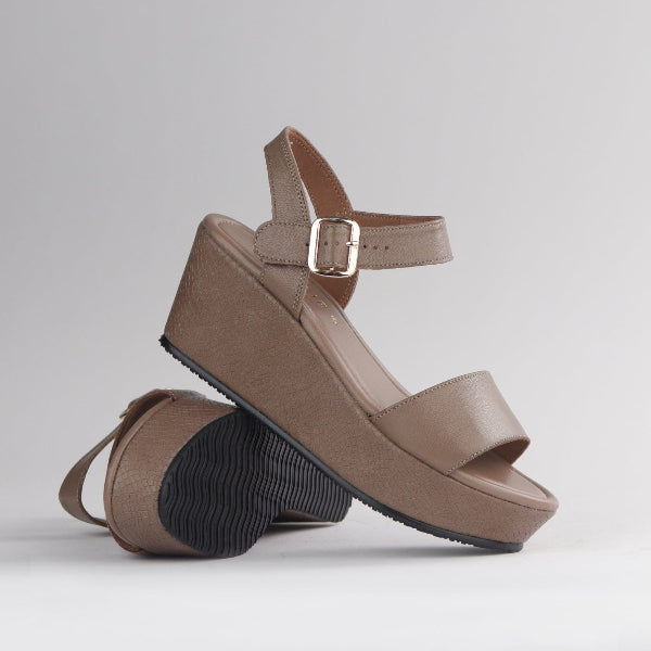 Froggie Shoes Shoes Platform Wedges Sandal with Ankle Strap Stone Multi - 12887