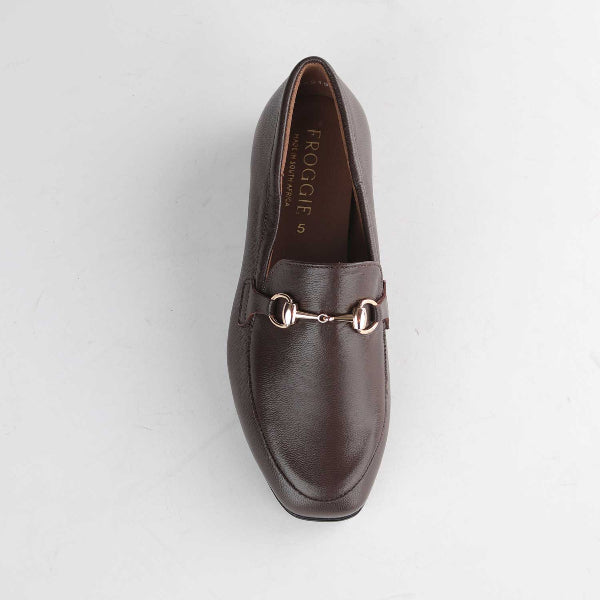 Froggie Shoes Shoes Closed Loafer with gold trim in Brown - 12976