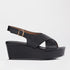 Froggie Shoes Shoes 4 / Black / 11098 Platform Wedges Sandal with Ankle Strap Stone Multi - 11098