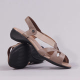Elasticated Cut-out Sandal in Stone