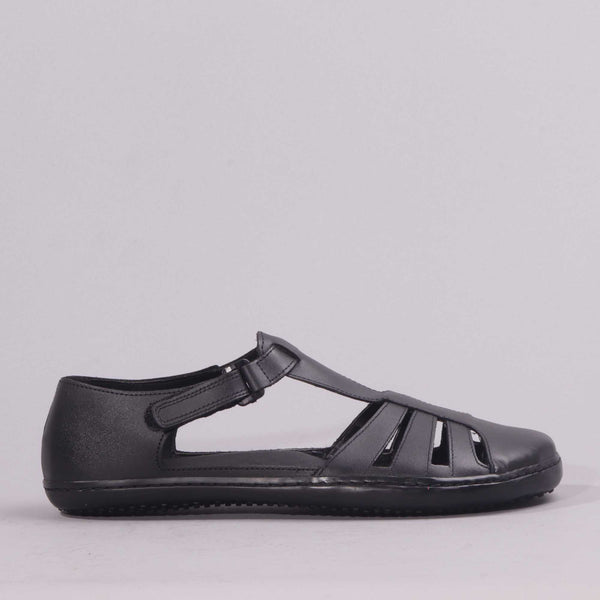 Girls School Sandal in Black Sizes 36 - 43 - 7811 - Froggie Shoes
