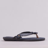 Flower Thong Sandal in Navy - 7968 - Froggie Shoes