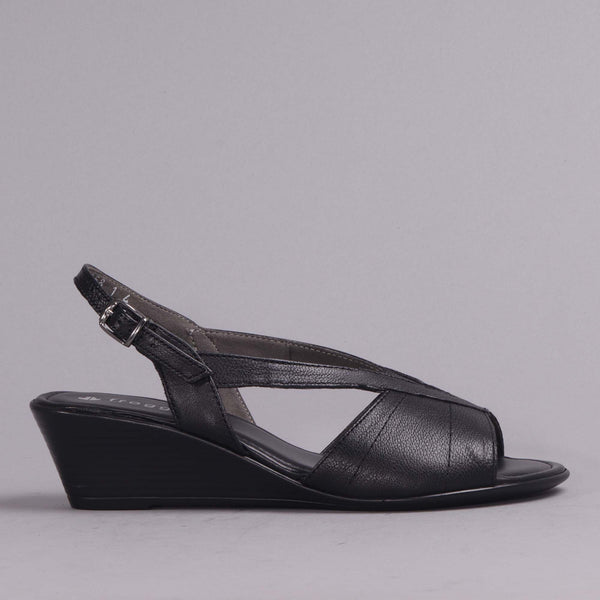 Slingback Wedge Sandal in Black - 12393 - Froggie Shoes