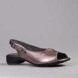 Open Toe Slingback Sandal in Lead Metallic - 10345