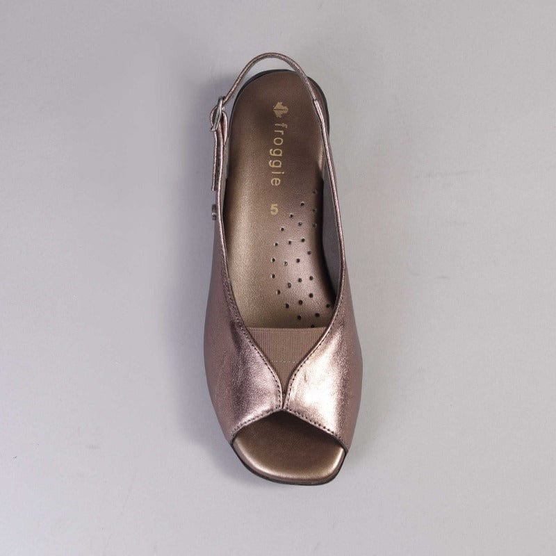 Open Toe Slingback Sandal in Lead Metallic - 10345