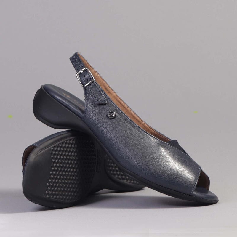 Open Toe Slingback Sandal in Navy - 10345