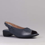 Open Toe Slingback Sandal in Navy - 10345
