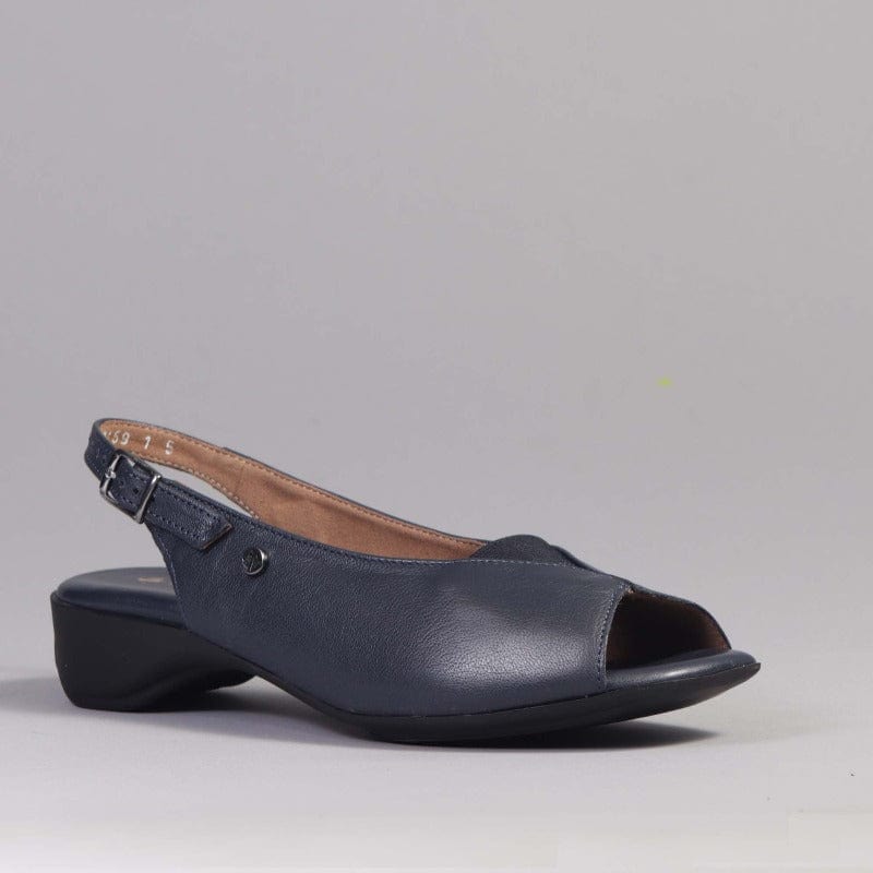 Open Toe Slingback Sandal in Navy - 10345