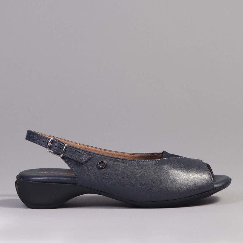 Open Toe Slingback Sandal in Navy - 10345